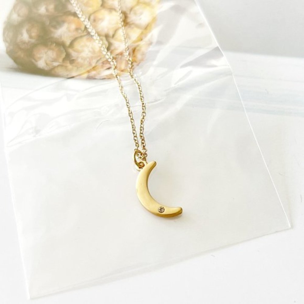 4/$25 Fuego Crystal Crescent Pendant Necklace
